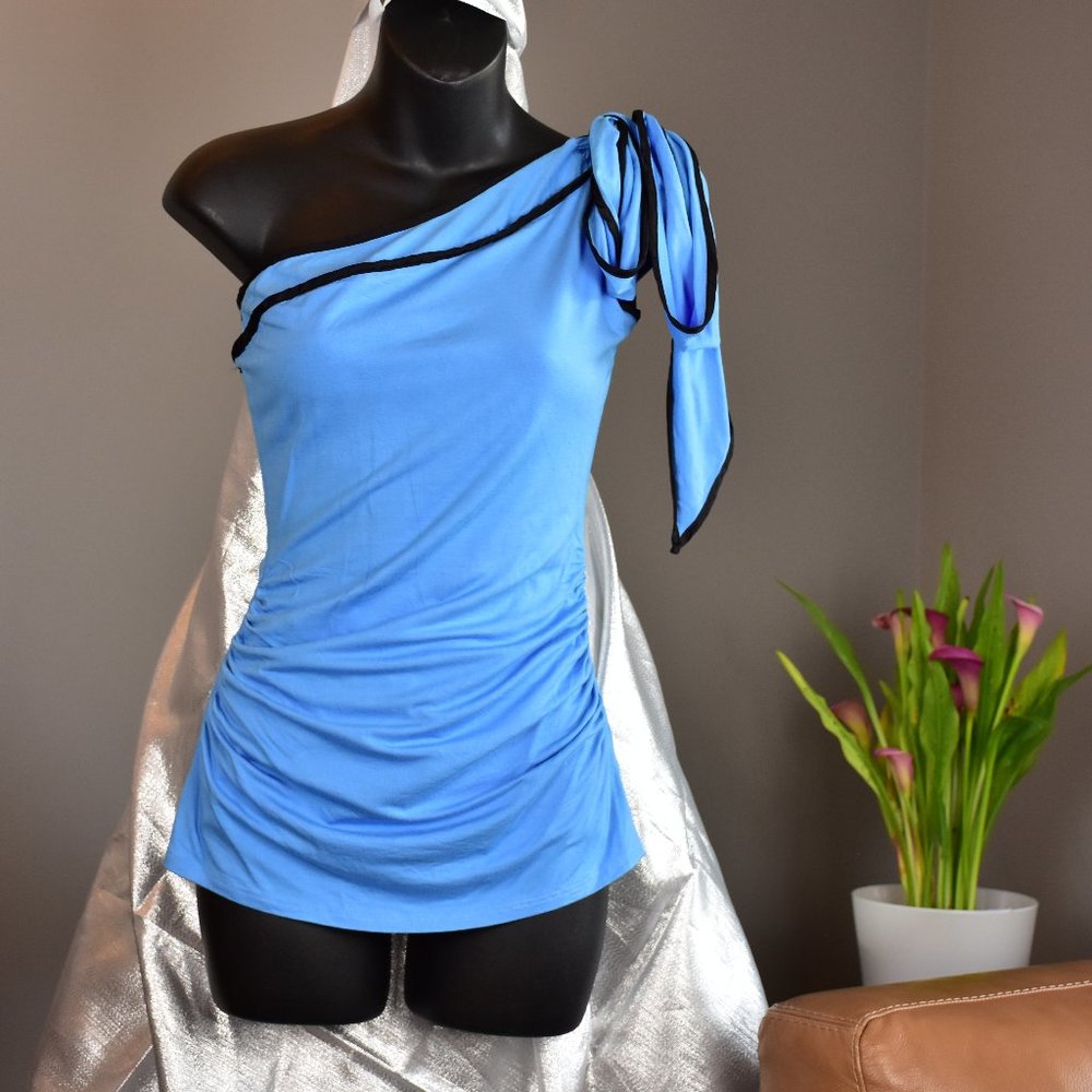 Arden B. One Shoulder Blouse in Blue